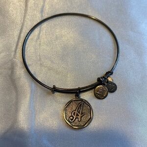 Alex and Ani Letter A Silver Charm Bangle Bracelet